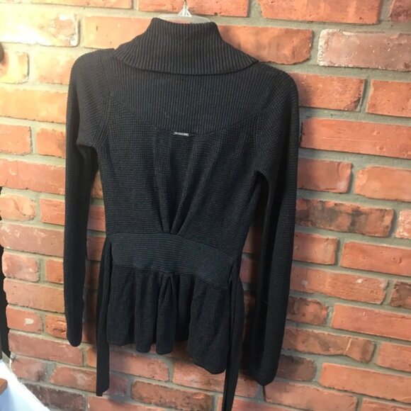 Lululemon Cashmere Bamboo Blend Belted Open Cardigan Waffle Knit Sweater Wrap 4 - Picture 5 of 13